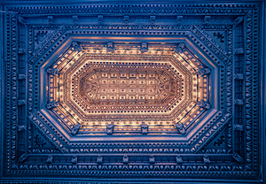 Blue Gold Geometric Ceiling