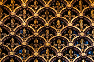 Golden Lilies on Wood Grid