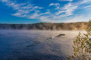 Misty Morning Motorboat Ride