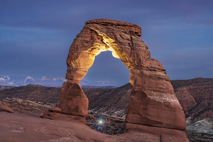 Light Shining on Delicate Arch
