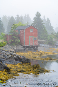Red Blue Rocks Boat House