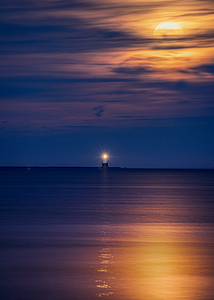Moon over Harbor of Refuge Lighthouse
