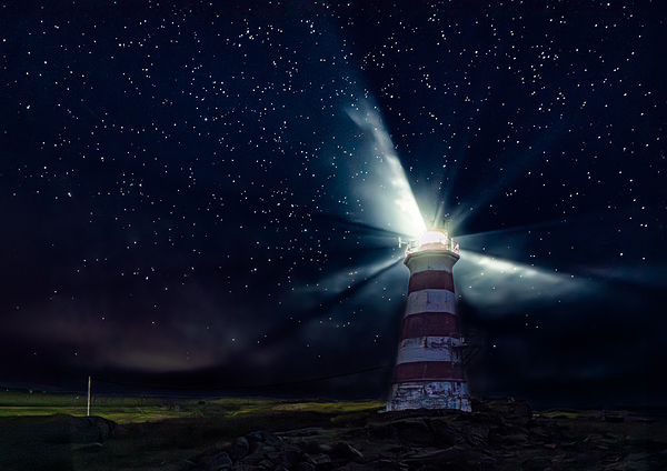 Starry Night at Brier Island Light Print