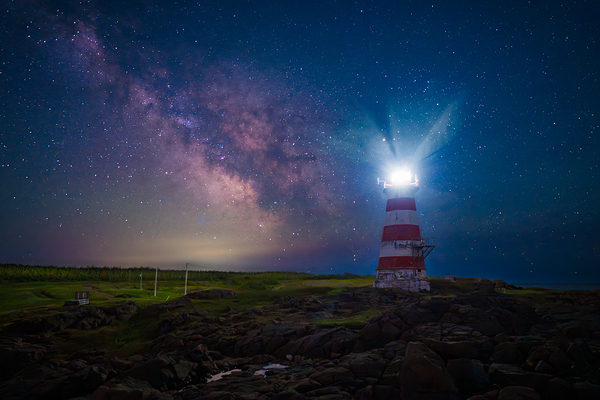 Milky Way over Brier Island Light Print