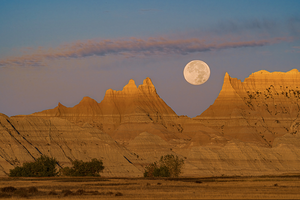 Moonset over Badlands Print