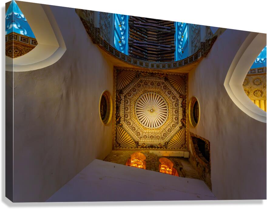 Ceiling Geometry in Blue Canvas Print