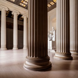 Inside the Lincoln Memorial.