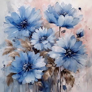  Beautiful arrangement of blue flowers. 