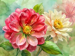 Modern Impressionist Floral Duo in Digital Brushwork