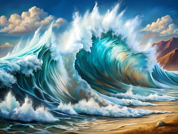 Crashing Wave Energy – Dynamic Ocean Scene with Textural Contrast by Lux
