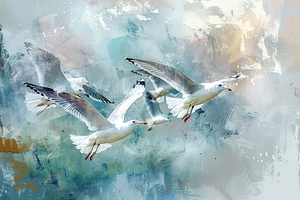 Coastal Flight Gulls 2P3H7N 45