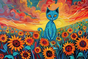 Azure Cat Sunflower Field 78HNP3 55