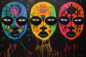 Chromatic Triptych Faces H3N2B9 60