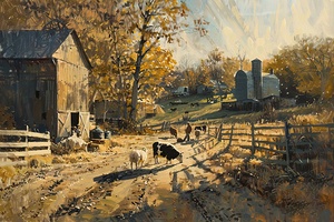 Autumnal Farm Scene B729H4 45
