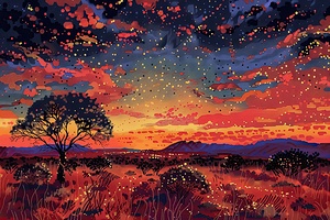 African Sunset Embers 8923H7 45