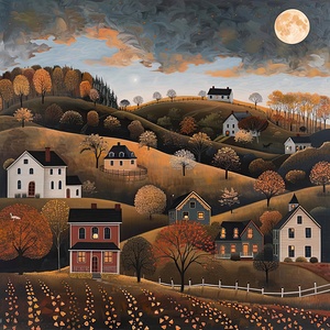 Autumn Moonrise Over Valley H2N6P9 45