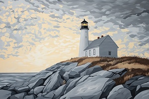 Coastal Beacon At Dawn 9P3N2H 48