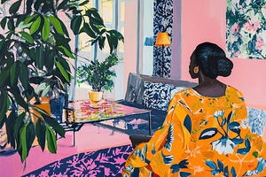 Contemplative Gaze Pink Room 7H3N2P 57