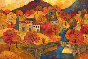 Autumnal Village Stream H2N9P2 47