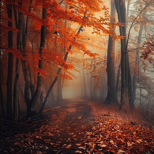 Autumn Mist Pathway H2N9P4 55 Print