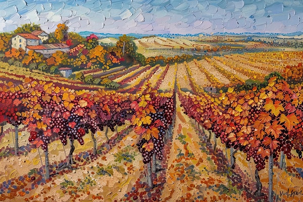 Autumn Vineyard Rows H9P4Z2 45 by Abstract Rebellion