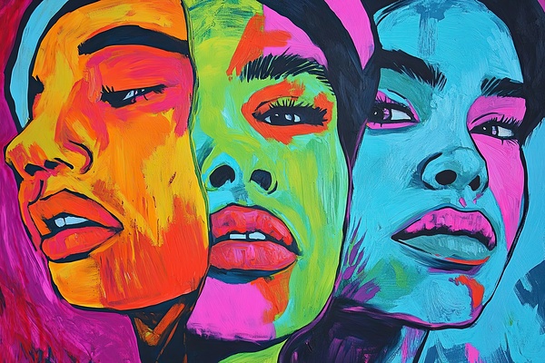 Chromatic Triptych Faces H92N5Z 55 by Abstract Rebellion