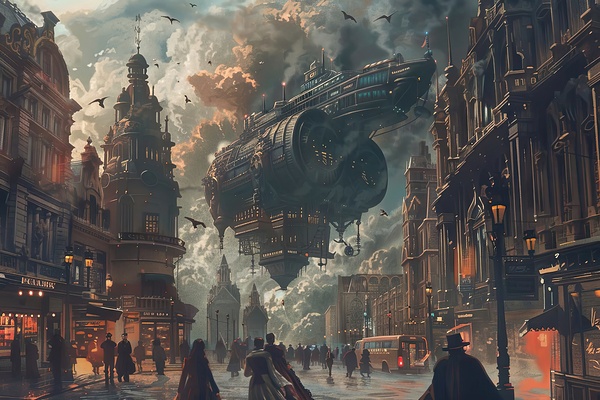 Airship Over Victorian London 7294B2 48 by Abstract Rebellion