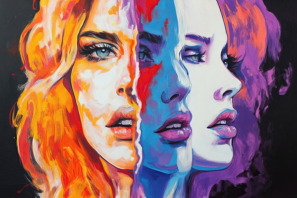 Chromatic Triptych Face J9N2P4 57 by Abstract Rebellion
