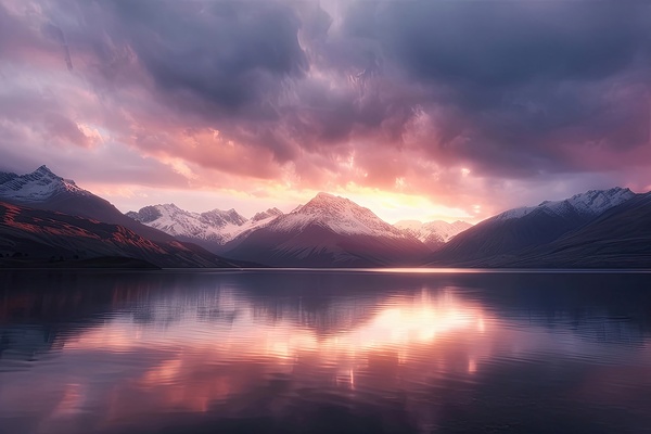 Alpine Glow Upon Waters H2N3P9 55 Print