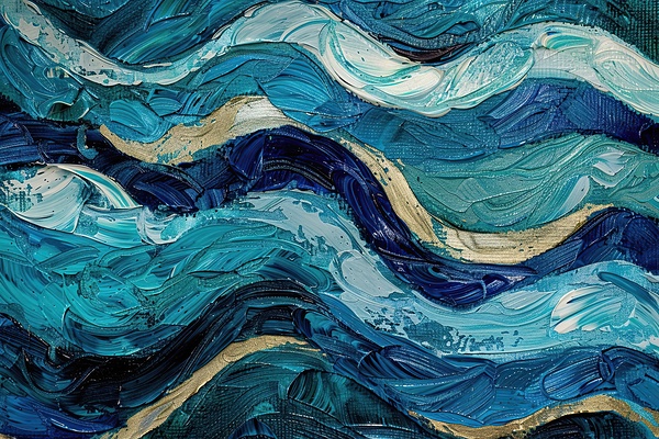 Azure Currents Gold Ripples J39D2H 48 by Abstract Rebellion