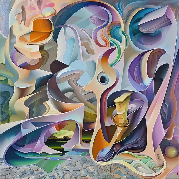 Abstract Forms Intertwined H2N9P4 55 Print