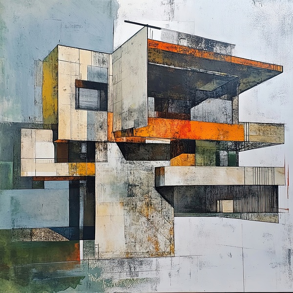 Architectural Study Orange 9P3N7J 55 Print