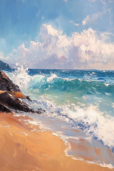 Azure Waves Crashing H29PN 55 Print