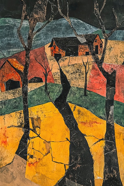 Autumn Farm Abstraction H92N5B 47 Print