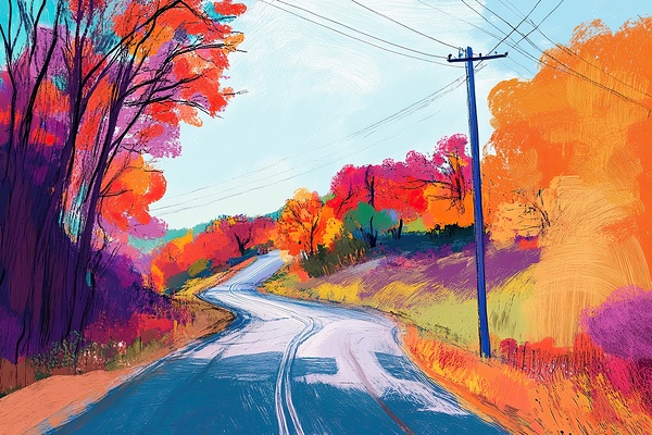 Autumn Road Ahead 9P3N4H 58 Print