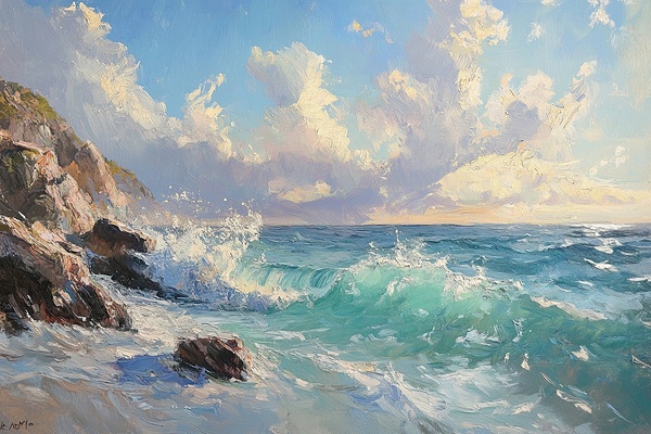 Azure Waves Crashing Y39H7 45 Print