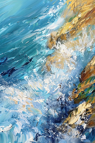 Azure Waves Crashing Y392HN 50 Print