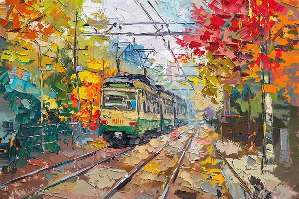 Autumn Tram Passage 9H3N2Z 45 by Abstract Rebellion