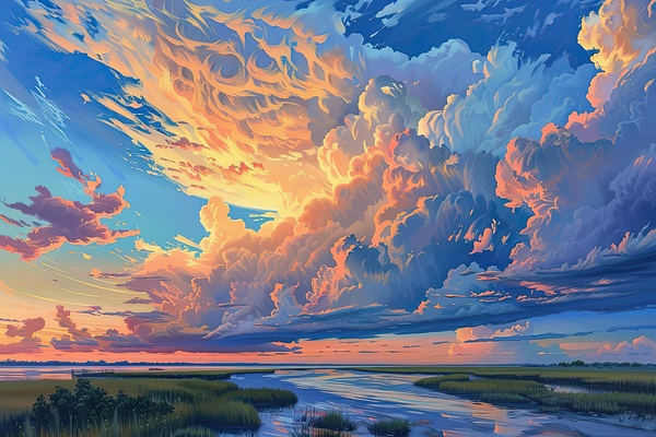 Celestial River Sunset H3N9P 51 Print