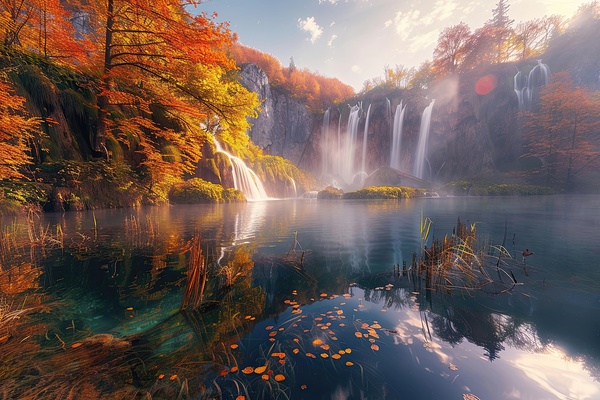 Autumn Waterfall Glow 92HJ5P 66 Print