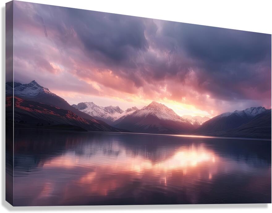 Alpine Glow Upon Waters H2N3P9 55 Canvas Print