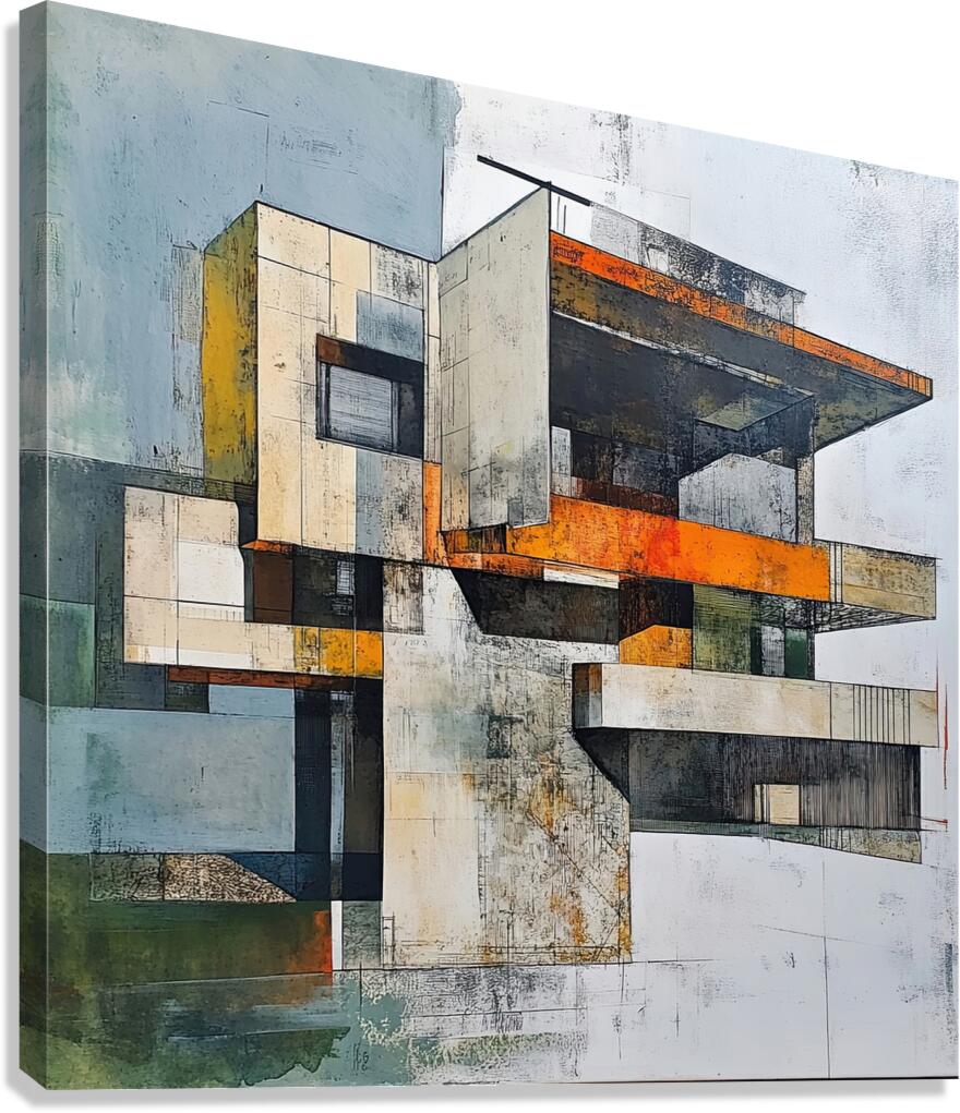 Architectural Study Orange 9P3N7J 55 Canvas Print