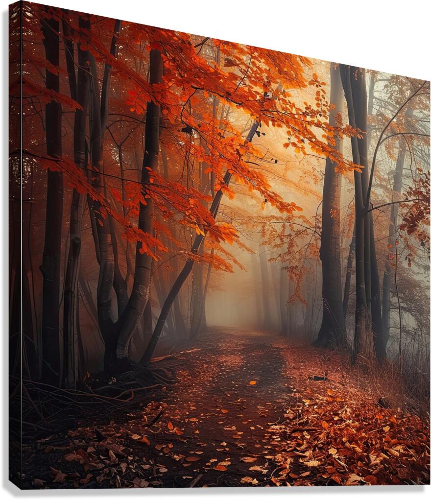 Autumn Mist Pathway H2N9P4 55 Canvas Print