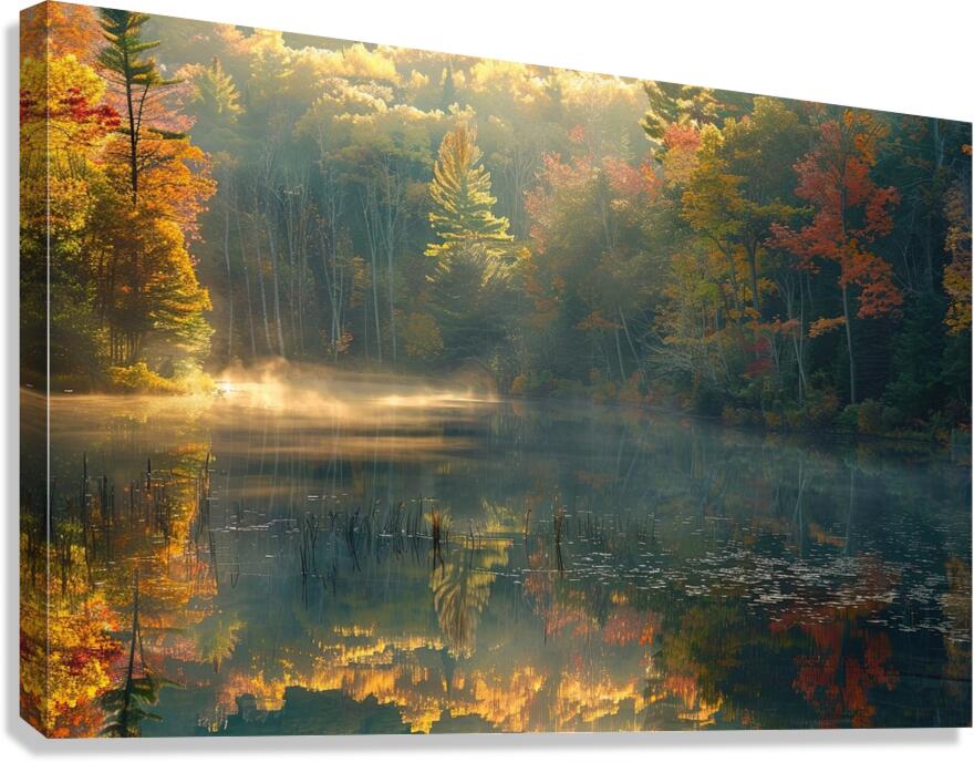 Autumn Mist Reflections 92HJ5P 67 Canvas Print