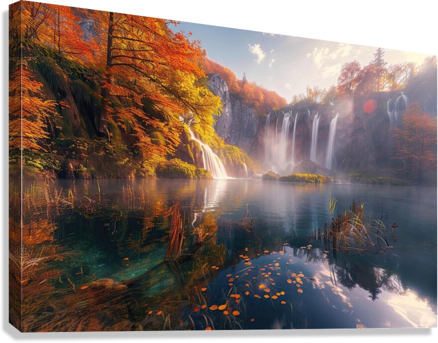 Autumn Waterfall Glow 92HJ5P 66 Canvas Print