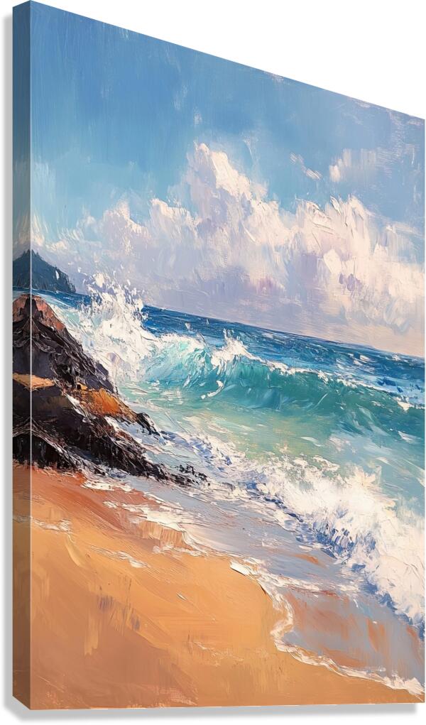 Azure Waves Crashing H29PN 55 Canvas Print