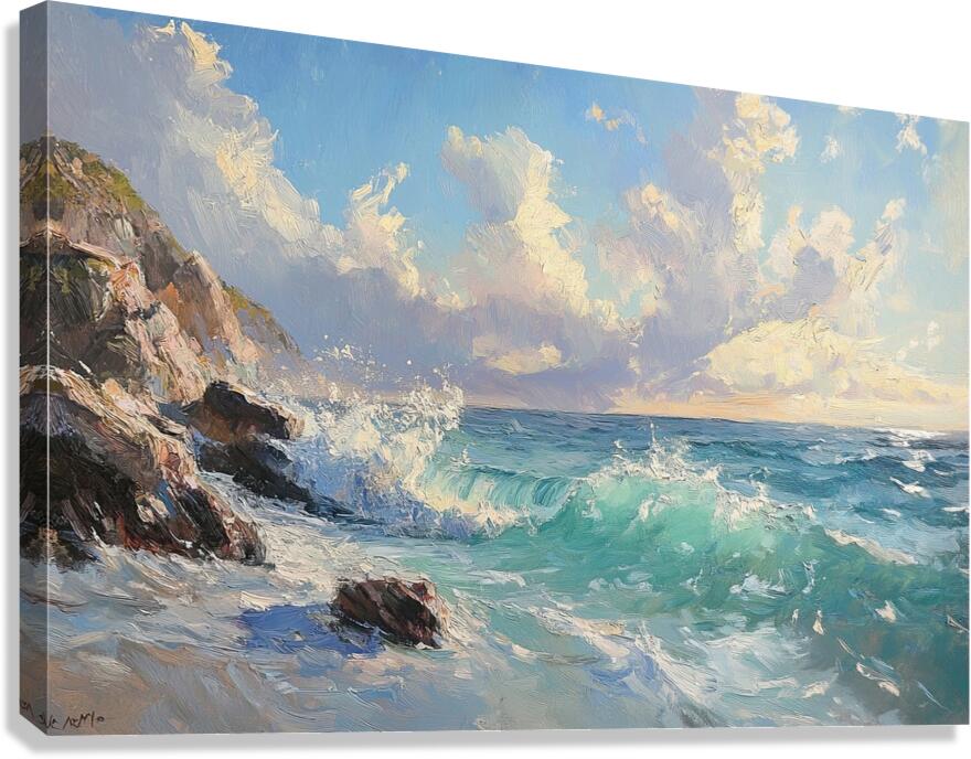 Azure Waves Crashing Y39H7 45 Canvas Print