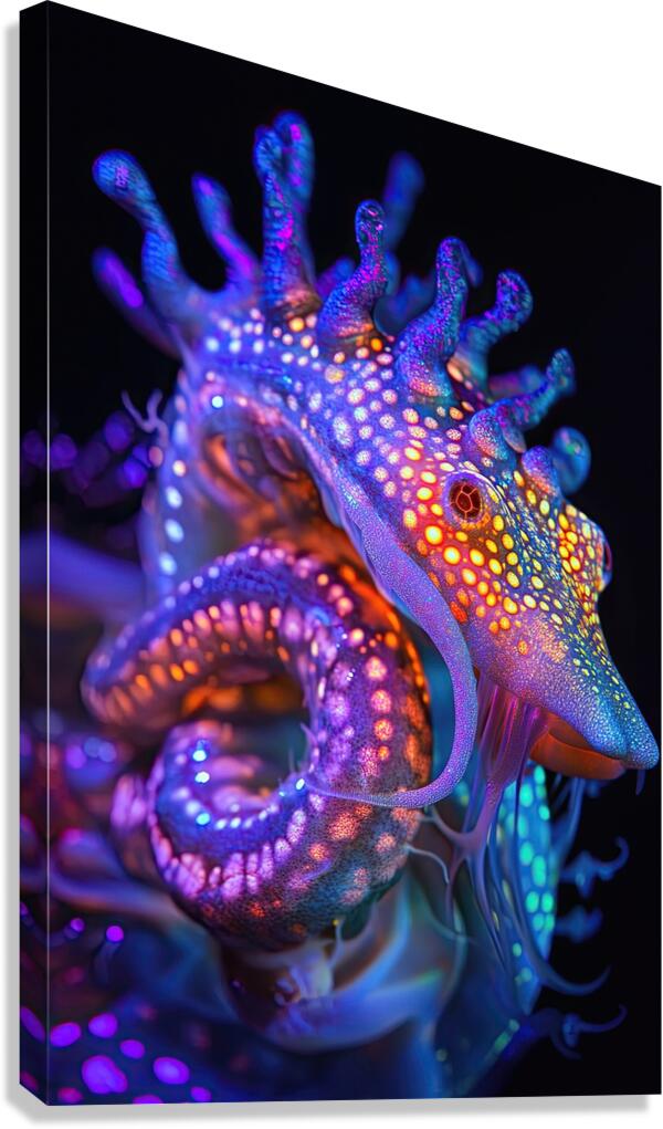 Bioluminescent Seahorse 92D3H7 69 Canvas Print