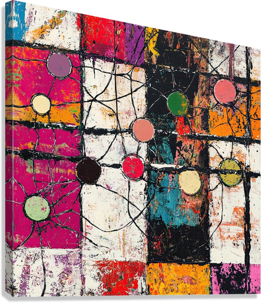 Chromatic Grid Interplay 92HJ8 55 Canvas Print