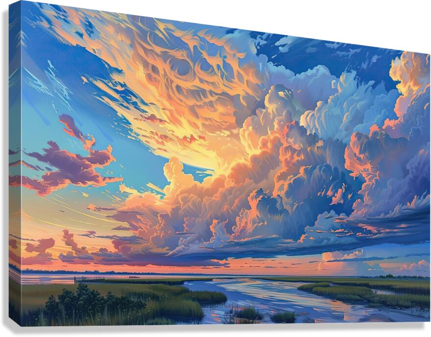 Celestial River Sunset H3N9P 51 Canvas Print